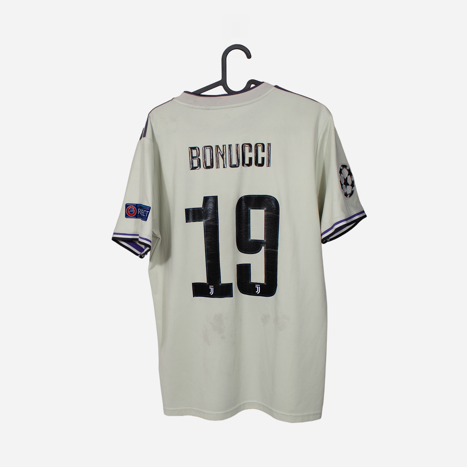 Juventus 2017–18 Away Shirt – Bonucci #19 (Champions League Version) voetbaltenues Mystershirt
